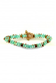Square Bead & Crystal Bracelet